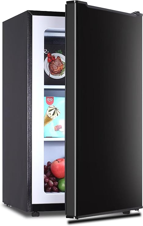 Anukis-Anypro 3.0 Cu.ft Upright Freezer with Adjustable Temperature, Single Door Deep Freezer with 3 Freeze Shelves for Home, Garage, Apartment, Kitchen, Black