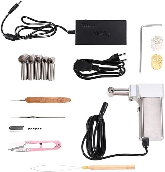 Electric Dreadlock Machine, Portable Instant Loc Machine for Dreadlocks, Handheld DIY Crochet Tool Kit with 6 Heads for Fast Locs & Extensions