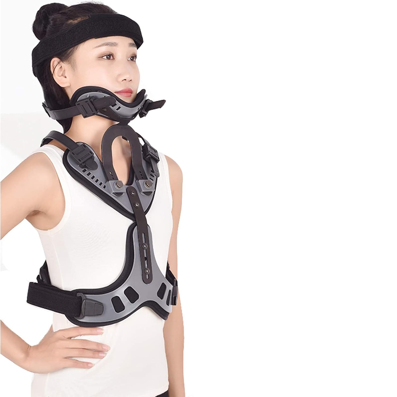 Orthosis Cervical Thoracic Halo Brace, Head Neck Chest Orthosis Adjustable Cervical Thoracic Orthosis U Lumbar Support, Angle Adjustable Breathable, Cervical Rehabilitation Brace 501