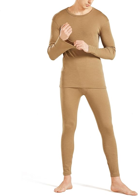 SHEEP RUN 100% Merino Wool Men's Thermal Underwear Long Sleeve Baselayer Set