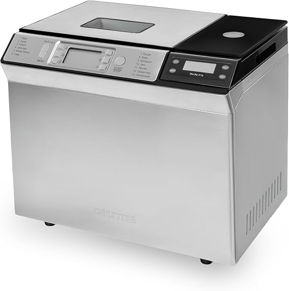 Gourmia Bread Maker with 2 LB Loaf Capacity - 13 Presets Jam Mode, Automatic Ingredient Dispenser, Customizable Crust Options, Keep Warm & Delay Start, Dishwasher Safe Parts