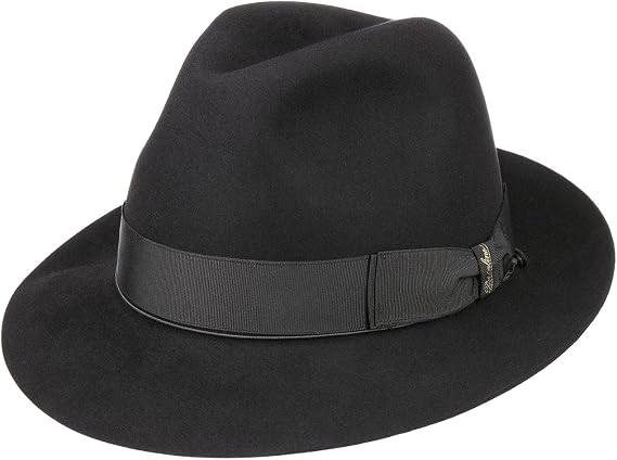 Borsalino Beaver Fur Felt Hat - Black Medium Brim