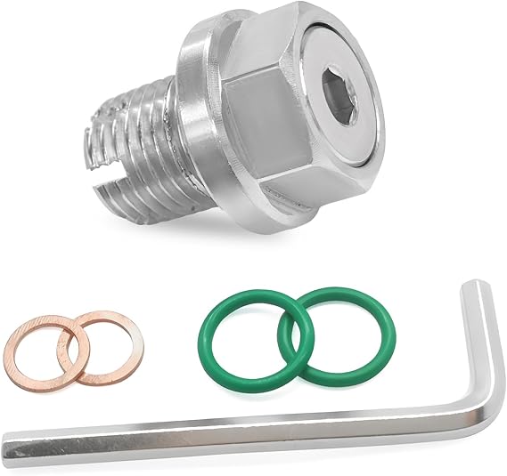 M14.1-1.5 x 15mm Oversize Piggyback Oil Drain Plug, Stainless Steel Self Tapping Drain Plug Replacement, Leak-Proof Oil Pan Thread Repair Kit with O-Ring Hexagonal Wrench