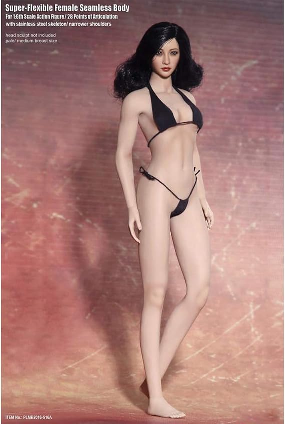 Leying 1/6 Scale Movable Seamless Female Body Model Doll with Removable Feet with Black Underwear (S16A)