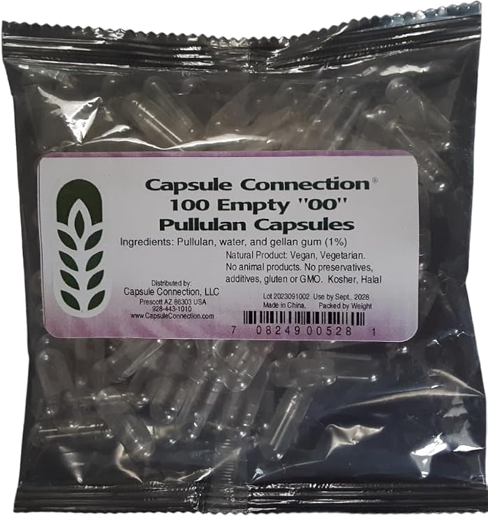 Capsule Connection Joined Empty Pullulan Capsules, 00" Size, Vegan & Vegetarian (100)