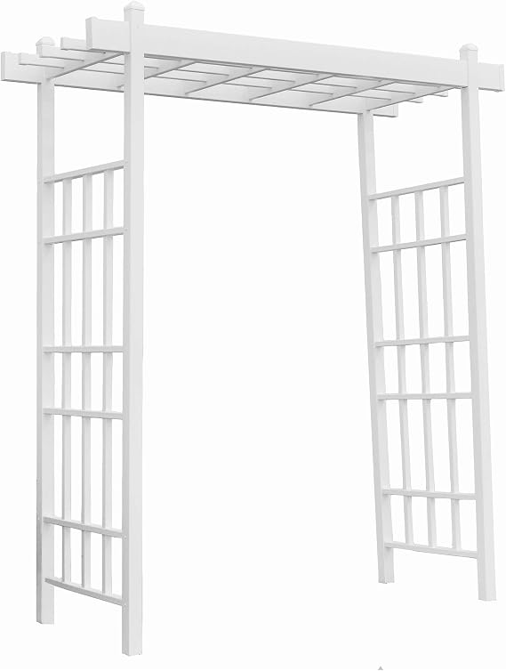 Dura-Trel Bakersfield 28 by 72 by 82 Inch Heavy Duty Weather Stabilized PVC Vinyl Outdoor Garden Arbor with Ground Anchors, White