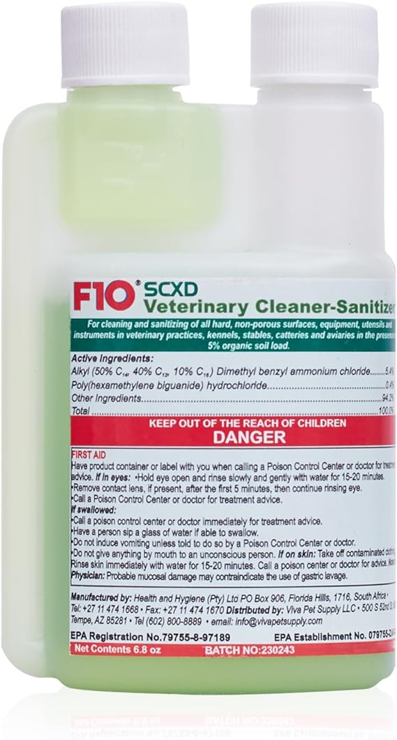 F10 F10SCXD 200ml Veterinary Disinfectant/Cleaner-Zoos/Breeders-Dogs, Cats, Small Animals, Birds