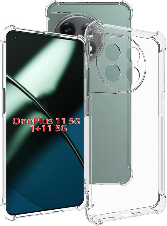 USTIYA Case for OnePlus 11 Clear TPU Four Corners Protective Cover Transparent Soft