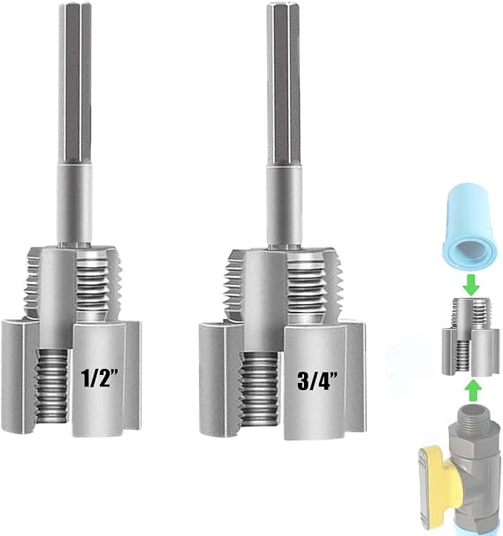 Pipe Threading Tool Kit for Internal & External, 2PCS PVC Pipe Threader, Pipe Threading Tool, 1/2'' 3/4'' Dies Electric Drill Compatible for Home Repair