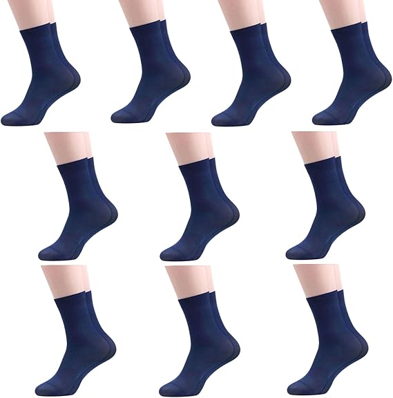Muloo 10Pairs Silk Sheer Crew Socks Ultrathin Breathable Dress Socks Soft Athletic Socks for Men Summers Ankle Socks, Navy Blue