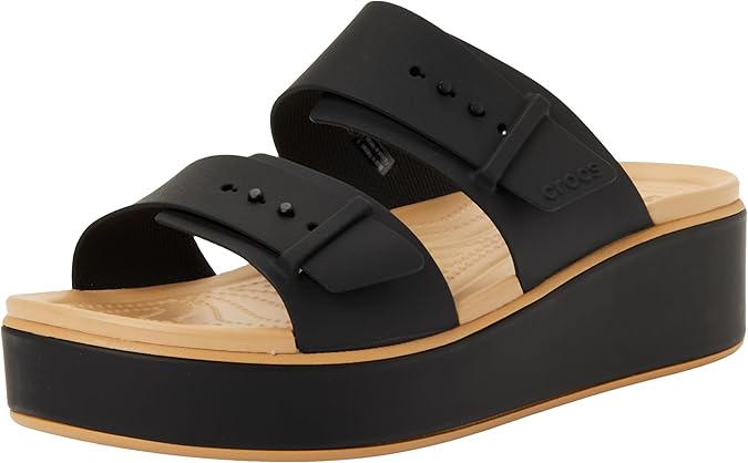 Crocs Women's Brooklyn Buckle Matte Wrap Low Wedge Sandals