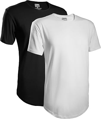 Mens T Shirts - Short Sleeve Fitted Crew Neck - Soft Premium Tapered Tees - Black & White 2 Pack