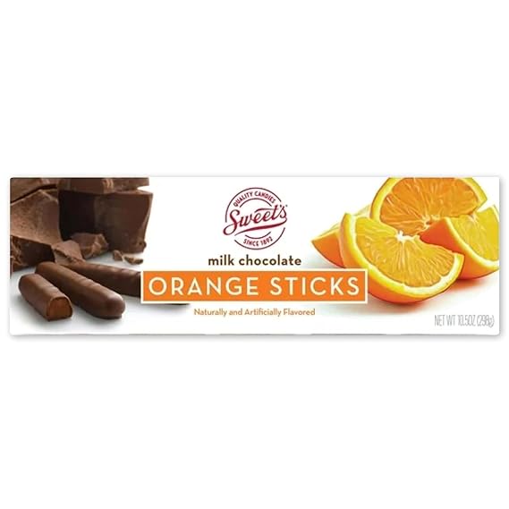 Sweet Candy Company Milk Chocolate Orange Sticks, Gluten Free - 10.5 Oz Box | Gourmet Chocolate Covered Sticks, Fruit Flavored, Gift Idea for Holidays, Kosher