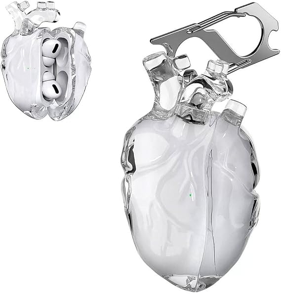 Heart-Shaped Protective Case for AirPods 4,Soft Liquid Silicone Transparent Protective Case with Keychain, Fantasy Design for Airpod 4 Case with Full Protection Against Drops (Transparent)