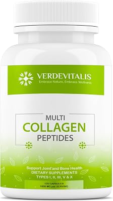 Multi Collagen Peptides Capsules -Non-GMO&Gluten Free Type I, II, III, V, X Hydrolyzed Collagen Supplements with Vitamin C - Supports Healthy Hair, Skin, Nails, Joints - 120 CPS