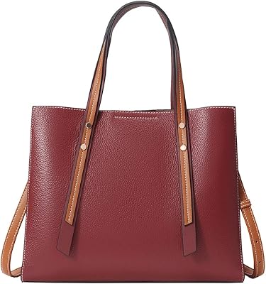 FOXER Leather Satchel Handbags for Women, Genuine Ladies Top-handle Bags with Adjustable Shoulder Strap Womens Classic Crossbody Tote Purses and Handbags Medium Real Leather Carryall Red