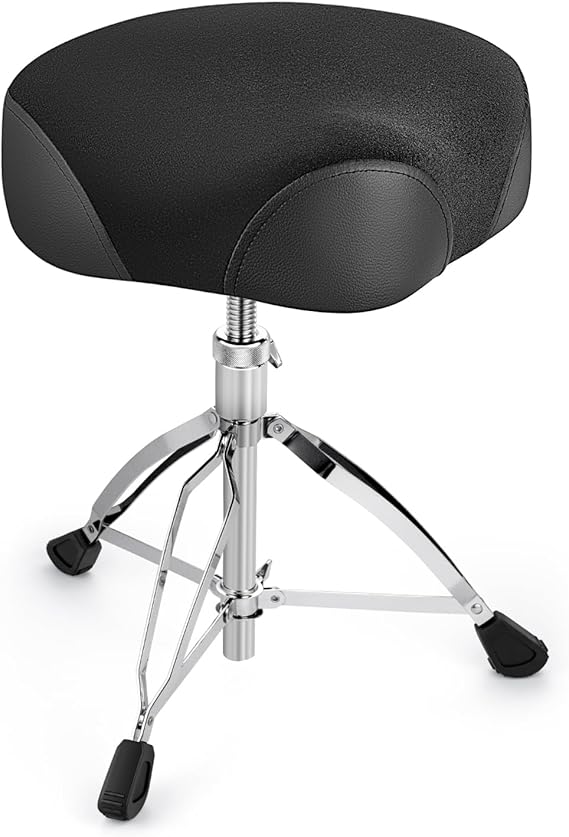 SONICAKE Saddle Drum Throne, Drum Stool for Adults and Drummers (Black)