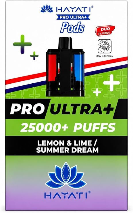 HAYATI Pro Ultra+ 25000 Pods – Refillable Pod System Long Lasting & Easy Install 2 in 1 (Lemon&Lime/Summer Dream) (NEXT DAY DELIVERY)