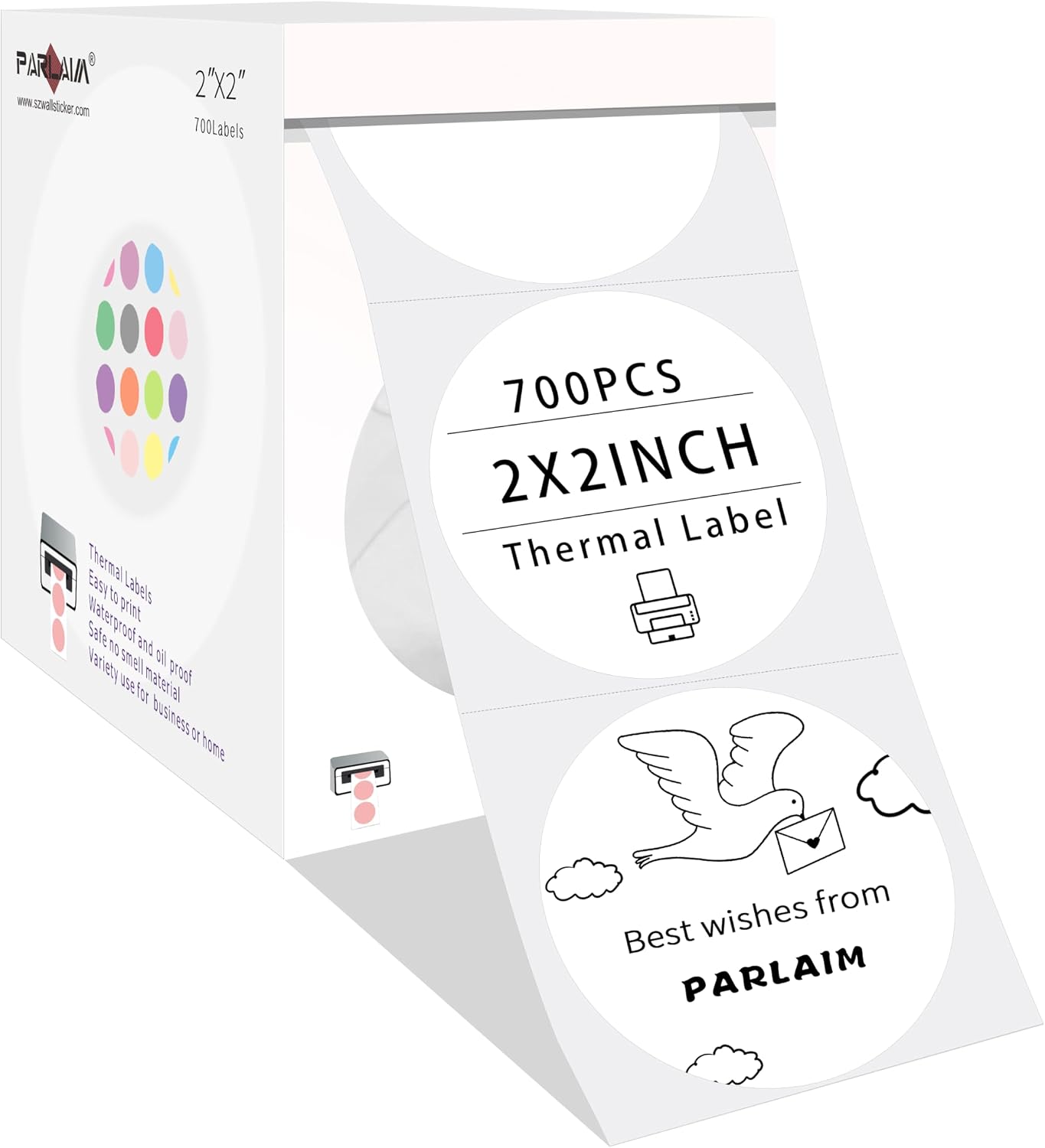 PARLAIM 2 Inch Round Thermal Sticker Labels,Self-Adhesive Circle Sticker Labels for Thermal Printer,700 per/Roll Color Code Stickers for Business (Fluorescent Yellow)
