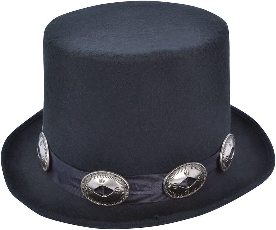 Bristol Novelty BH642 Rocker Style Top Hat, Mens, Black, One Size Halloween, World Book Day