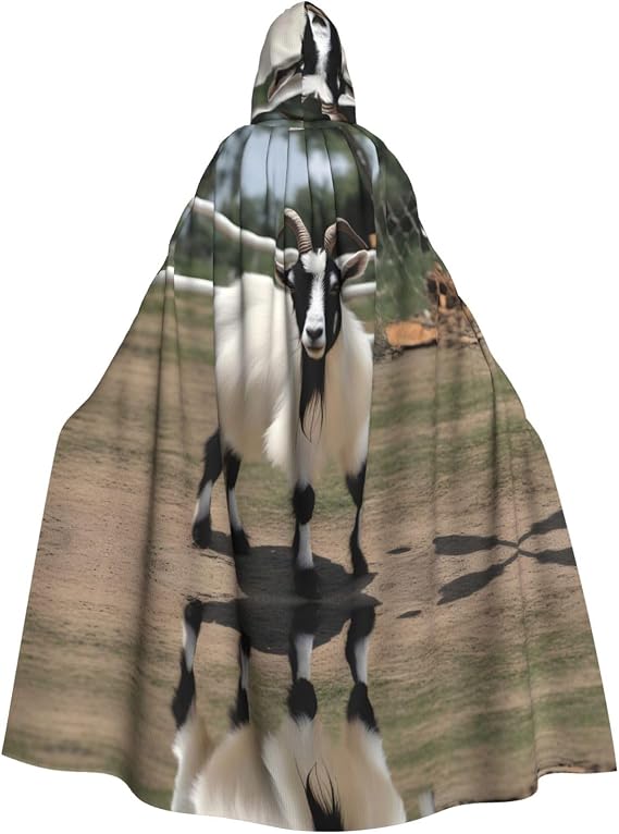 Goat Prints Hooded Cloak Long, Comfortable Cosplay Throw