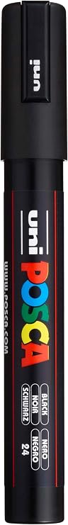 POSCA PC-5M Paint Marker, Medium Reversible Tip (1.8-2.5mm), Black