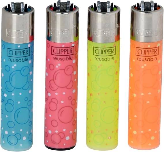 Clipper Reusable Lighters - 4 Pack - Fancy Bubbles