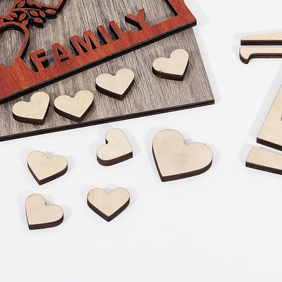 Extra Heart or Customized Message 3-Layer Walnut & Maple Wood Personalized Family Tree Sign