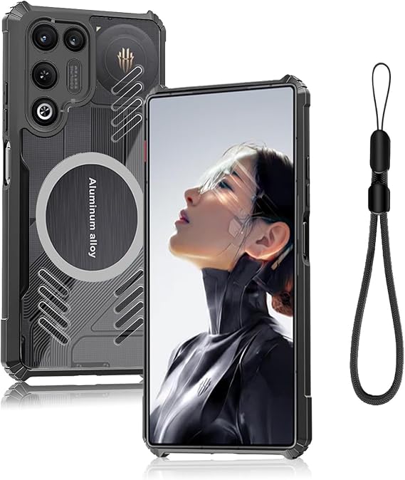 REDMAGIC 11 Air用ケース、熱伝導性透明TPU+PCカバー、ストラップ&磁気クリップ付き、放熱保護バンパー、ゲーム用携帯電話用、スリムフィットクリア