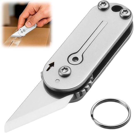 Multi Mini Pocket Box Opener, Small Pocket Multi Tool, Folding Utility Multitool, Titanium Box Tool, EDC Gadgets Outdoor Camping, DIY, Gift for Men
