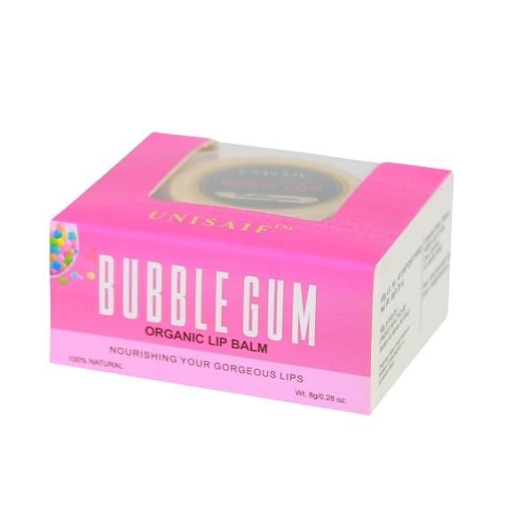 Bubble Gum Moisturizing Lip Balm - Organic Butter for Dark Lips | Hydrating and Brightening | Chemical Free for Kids and Boys 8g