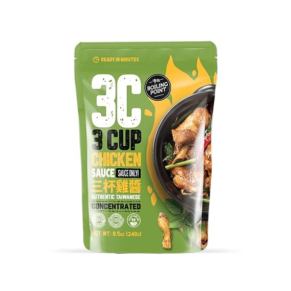 Boiling Point Classic Three Cup Chicken Sauce Authentic Asian-Flavor Marinade Chicken Glaze Dipping BBQ Ribs Stir-Fry Sauce Simmer Everything Sauce Mix Savory and Sweet Vegetarian Friendly 8.5oz 1 Pack
