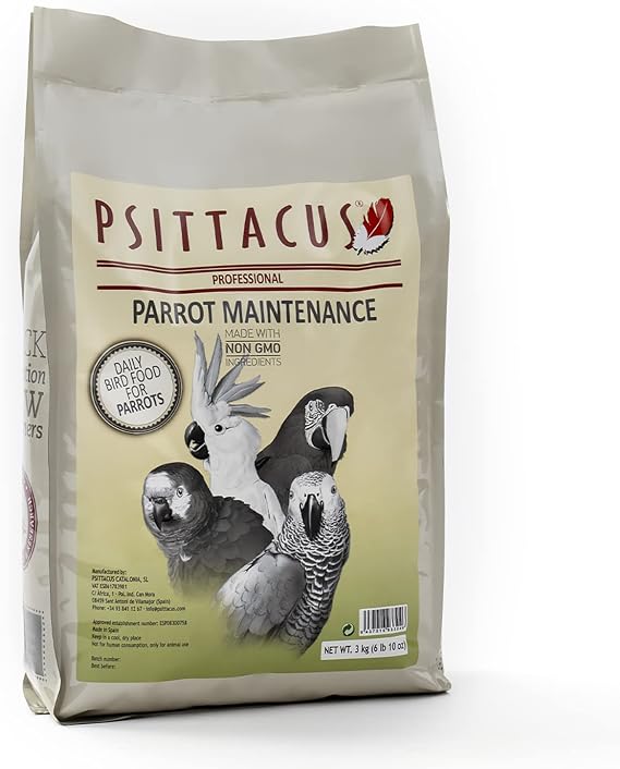 Psittacus Parrot Maintenance 6.6 lb | Complete Pellet Diet for Caiques, Macaws, African Greys and Amazonas | Premium Food for Birds, 100% no-GMO
