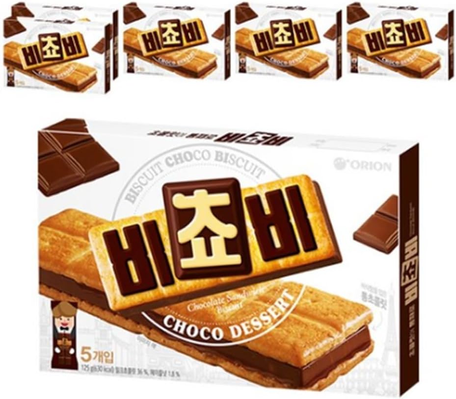 Orion Bichobi Chocolate Biscuits, 4.4 oz 125 g x 6 Packs 5 x 6 Boxes, Korean Sweets, Direct Shipping