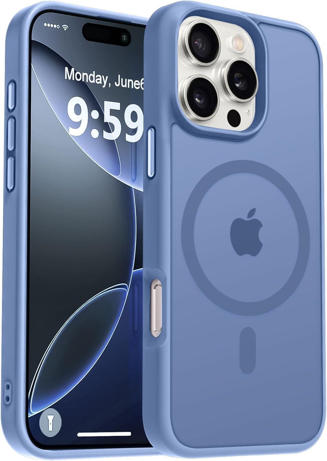 URUCHI Powerful Magnetic iPhone 14 Phone Case, [Compatible with Mag-Safe] [Military Level Drop Protection] [Strong Silicone Edges] Slim Translucent Mat Protective Case, Light Blue
