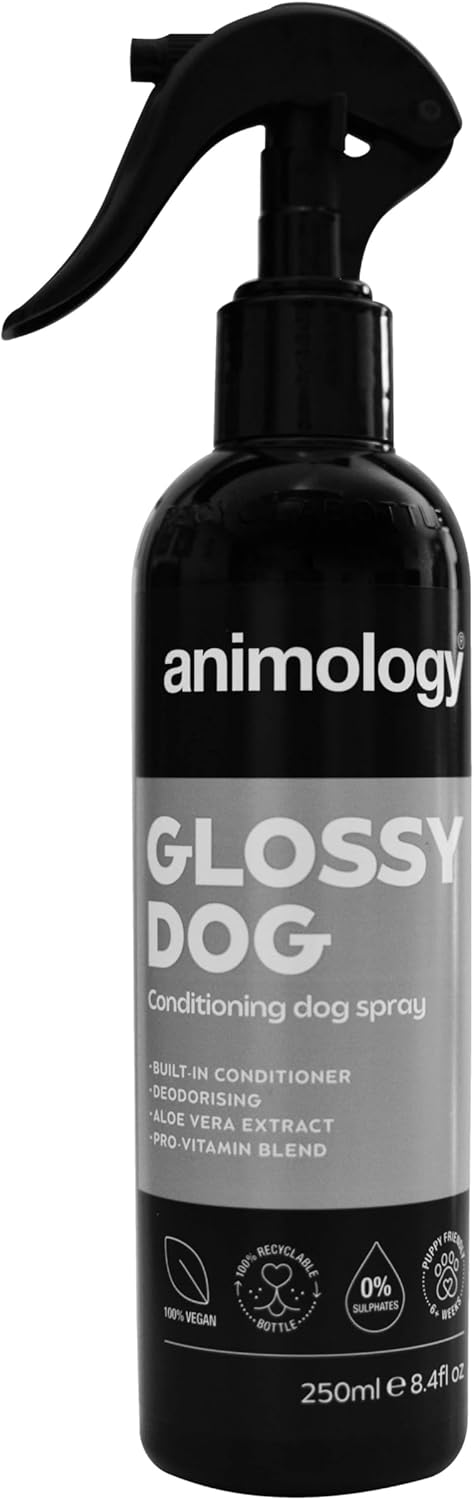 Animology Glossy Dog Conditioning Spray 250ml, Vitamin Enriched Aloe Vera Coat Conditioner