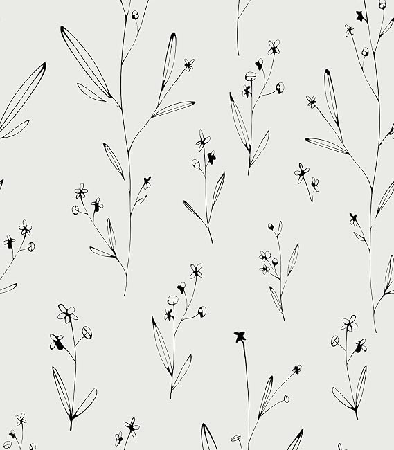 YXTII Peel and Stick Wallpaper White Minimalist Line Floral Wallpaper for Home Bedroom Cabinets Peel and Stick Backsplash Self Adhesive Contact Paper Thicken Roll 17.3 x 118