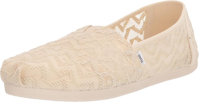 TOMS Women's Alpargata, Natural Chevron Lace,7