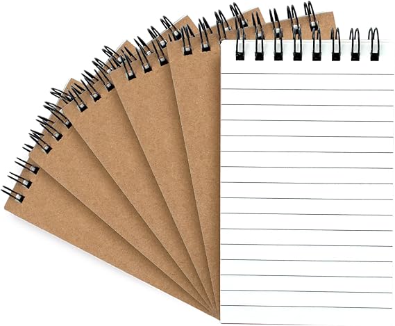 6 Pack 3x5" Spiral Pocket Notebook, College Ruled Small Notepad for School