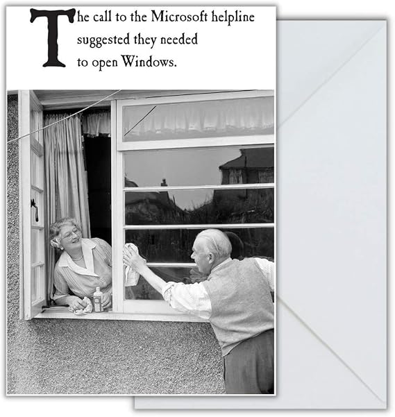 Emotional Rescue Funny Birthday Card, Birthday Card Funny, Windows, Greetings Cards,Multi,170 x 120 mm | IT Problems | Recyclable | Made in the UK | 17 x 12 cms