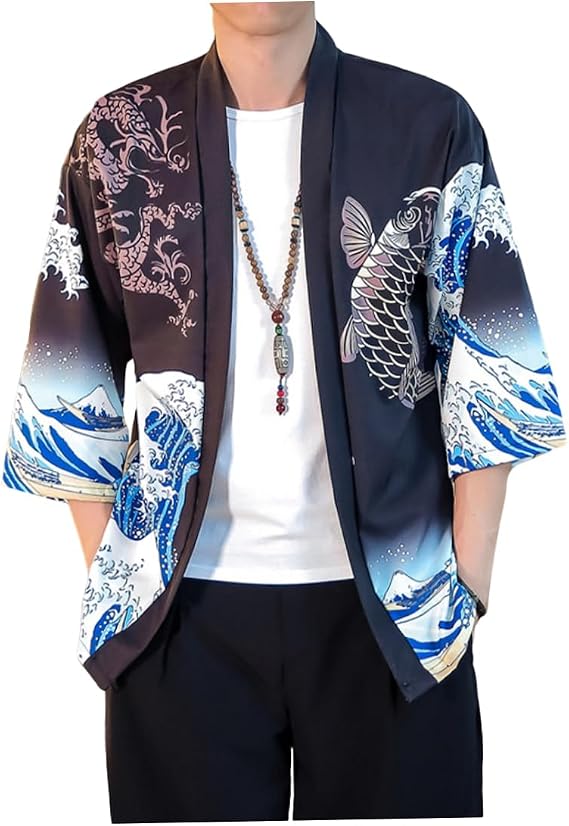Men's Japanese Kimono Cardigan, Japanese Style Cat Streetwear Men Women Cardigan Japan Anime Robe Anime Clothes 2021 Summer