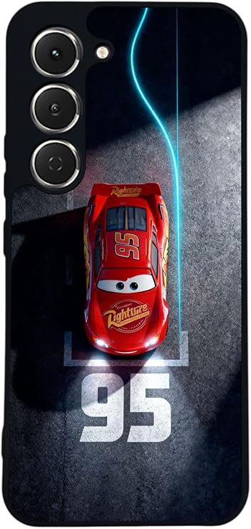 Tecno Spark 40 Pro ile Uyumlu Şimsek McQueen Tasarımlı Glossy Premium Kılıf, Siyah
