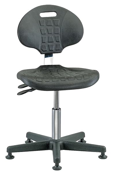 7001CR Series 7000 Polyurethane Black Class 10 Ergonomic Industrial Low Height Seating Chair with Plastic Base without Casters, Deluxe