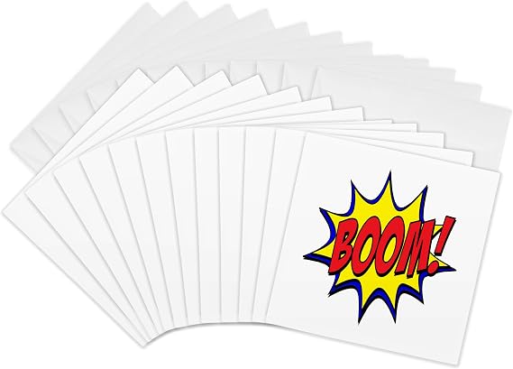 Greeting Cards - Boom, Big Fight, Superhero Comic Strip Words, 3drsmm - 12 Pack - AmansMall Funny Quotes