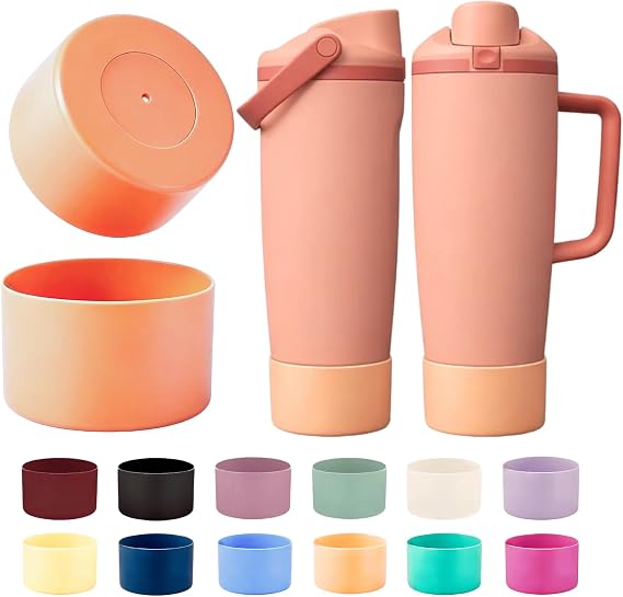 2PCS Silicone Boot for Black Cherry Owala 30oz & 40oz FreeSip Sway Bottles & Tumblers, Anti-Slip Protective Sleeve