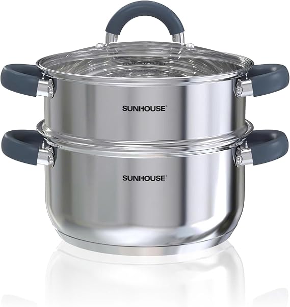 SUNHOUSE 3-Quart Stainless Steel Steamer Pot for Cooking Vegetables