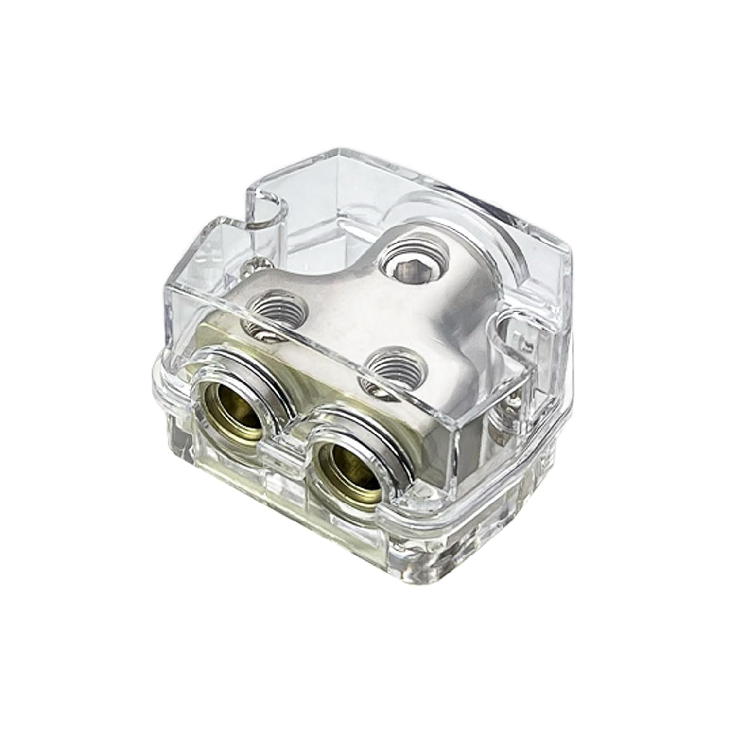 2 Way Power Distribution Block, Connecting Block 0/2/4 Gauge in 4/8/10 Gauge Out, Car Audio Stereo Amp Distribution Connecting Block for Car Audio Splitter
