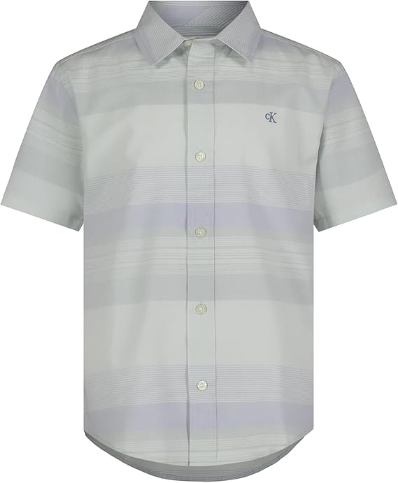 Calvin Klein Boys' Short Sleeve Woven Button-Down Shirt