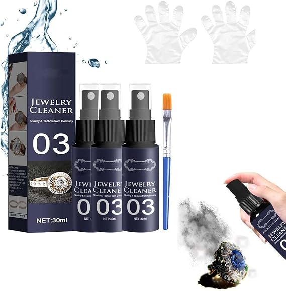 30ml Instant Shine Jewelry Cleaner - Jewelry Diamond Cleaner Anti-Tarnish Silver Gold Gem Polishing Solution Spray (3pcs)