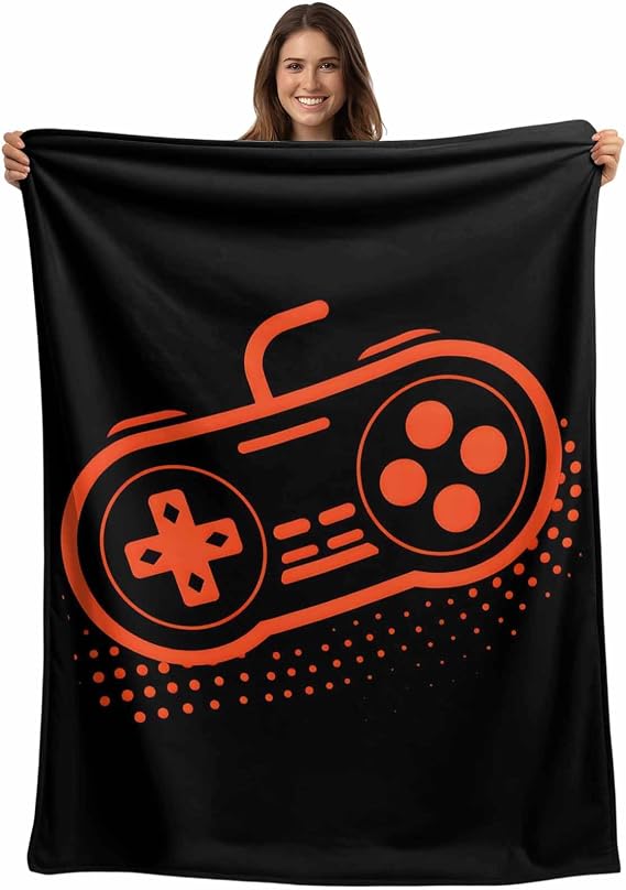 Red Game Console Blankets for Bed Couch, Gameing Modern Art Black Background Fuzzy Cozy Fleece Blanket Throw Super Soft, Christmas Thanksgiving Valentine's Day Gifts for Women Men Pets, 40x60 Inches